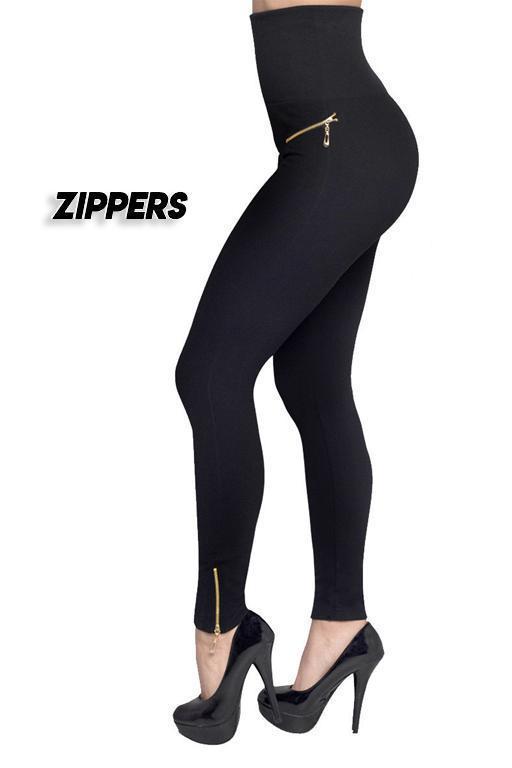 Svarta Shapingtights - hög midja, modell Zipper