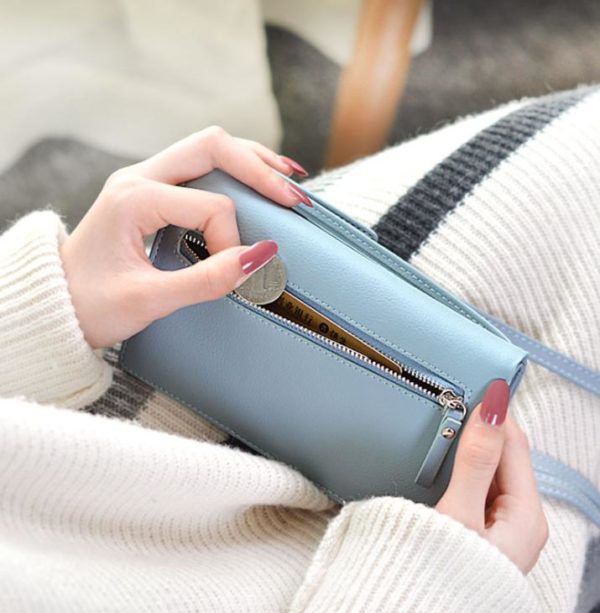 Modern multifunktionell axelremsväska för mobil, plånbok mm - Rosa